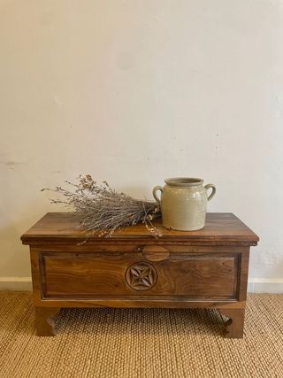 Antiguo baúl de madera Italia s.XIX