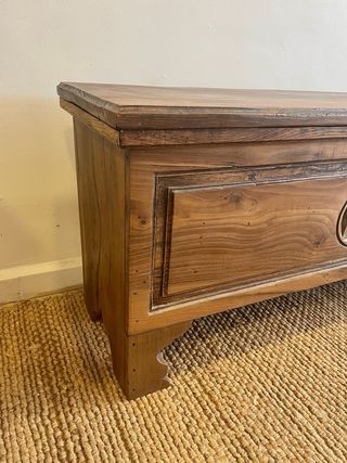 Antiguo baúl de madera Italia s.XIX