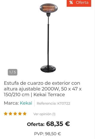 Estufa de cuarzo exterior Kekai Terrace 2000W altura ajustable 150-210 cm
