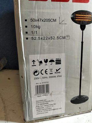 Estufa de cuarzo exterior Kekai Terrace 2000W altura ajustable 150-210 cm