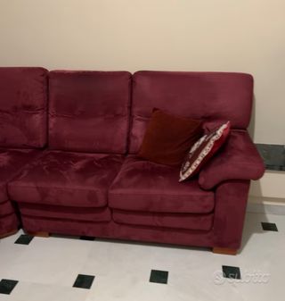 Divano angolare bordeaux 5 posti artigianale