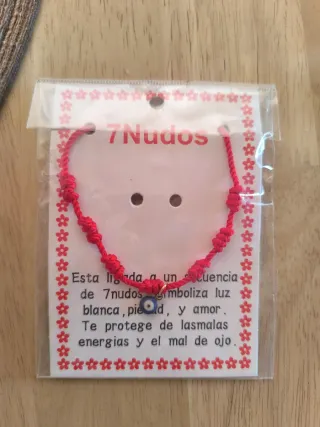 Lote 8 Pulseras 7 Nudos Rojas