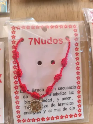 Lote 8 Pulseras 7 Nudos Rojas