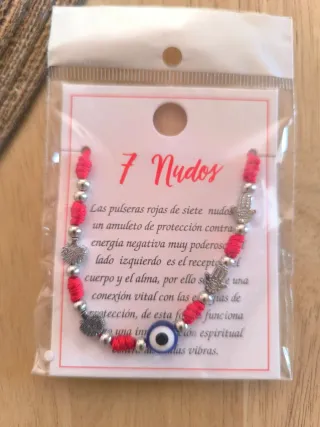 Lote 8 Pulseras 7 Nudos Rojas