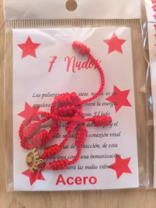 Lote 8 Pulseras 7 Nudos Rojas