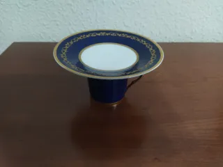 Taza y platito café Irabia azul y oro