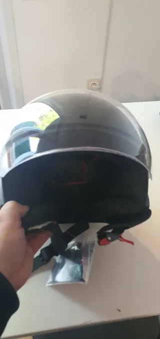 Casco Moto Abierto Negro con Visera