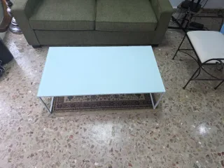 Mesa auxiliar cristal y metal