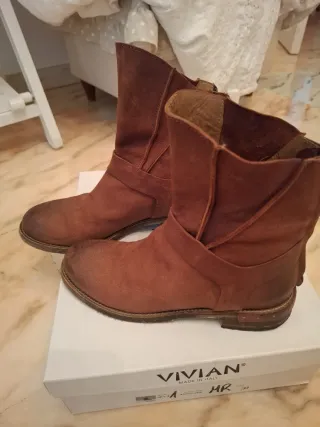 Botines de piel VIVIAN marrones talla 37
