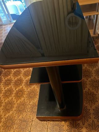 Mueble auxiliar cristal y madera