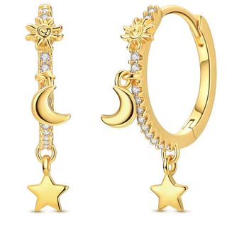 Pendientes Aro Sol Luna Estrella Dorados