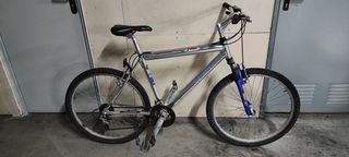 Bicicleta de montaña plateada