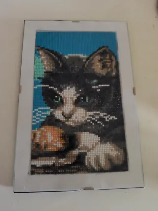 Cuadro Punto Diamante Gato