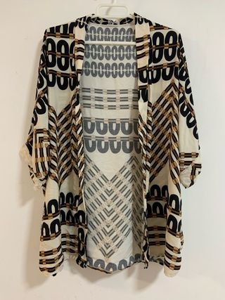 Kimono Shirt estampado beige y marrón