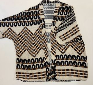Kimono Shirt estampado beige y marrón