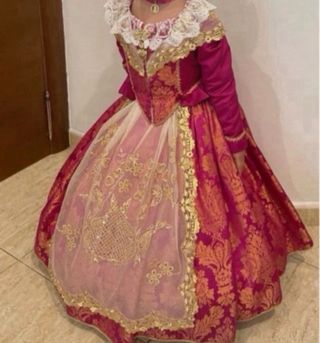 Vestido Fallera Niña Rosa y Dorado