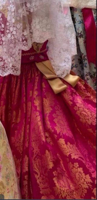 Vestido Fallera Niña Rosa y Dorado