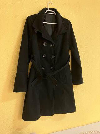 Abrigo paño lana negro