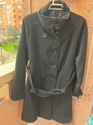 Abrigo paño lana negro