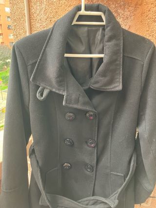 Abrigo paño lana negro