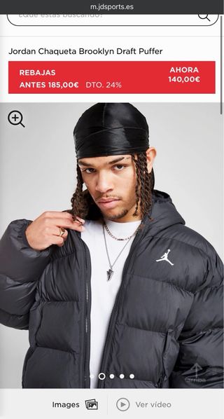 Abrigo Jordan Plumas Talla M Negro