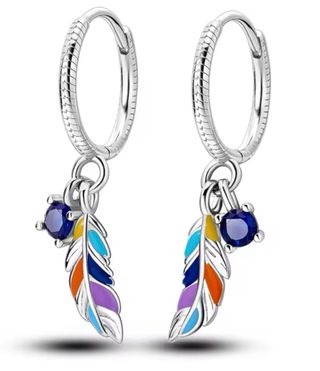 Pendientes Aro Pluma Multicolor