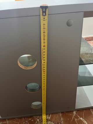 Mueble TV salón cristal y metal gris