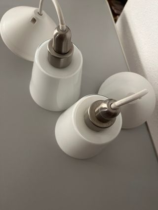 2 Lamparitas de techo cristal blanco y metal