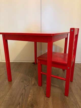 Mesa y Silla Infantil Ikea Roja