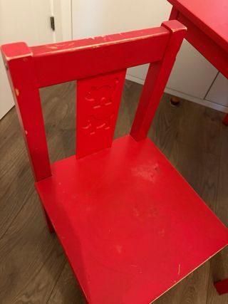 Mesa y Silla Infantil Ikea Roja