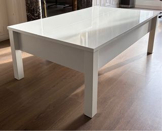 Mesa centro elevable blanca