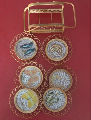 Posavasos madera mariposa (Set 6)