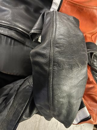 Giacca Moto Pelle Nera e Rossa