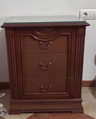 Conjunto Cama Madera: Cabecero, Mesita y Cómoda