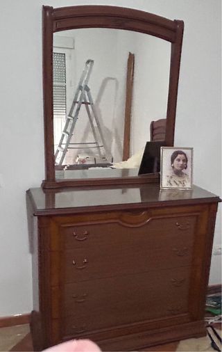 Conjunto Cama Madera: Cabecero, Mesita y Cómoda