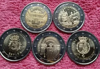 Lote 5 monedas 2 euros España conmemorativas