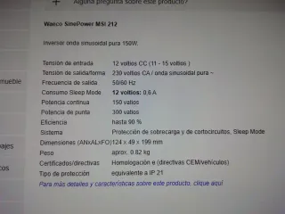 Inversor Waeco SinePower MSI 212 150W