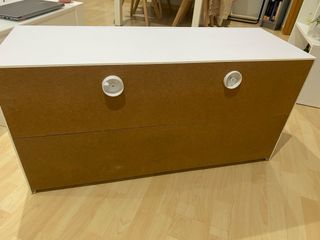 Mueble TV blanco y madera