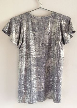 Top gris plateado de Anthropologie, XS