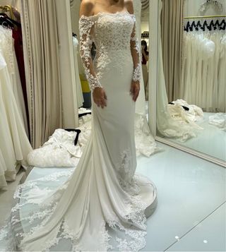 Vestido de boda encaje manga larga