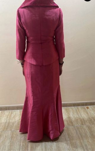 Traje de fiesta seda rosa
