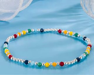 Pulsera Multicolor Bolas Plata elastica