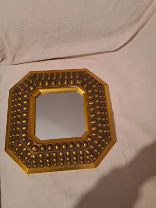 Espejo Madera Dorado Octogonal