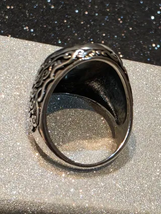 Anillo Islámico Fatima Azul Plata