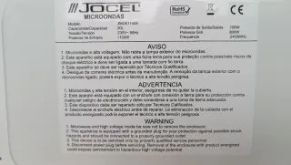 Microondas Jocel 1150W aluminio