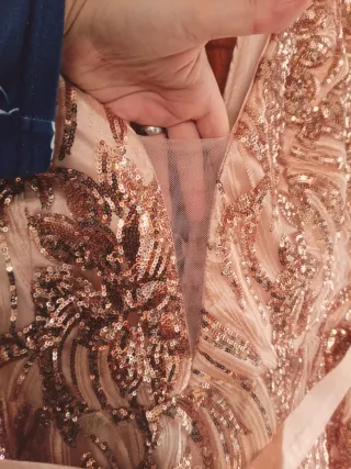 Vestido de fiesta lentejuelas oro rosa