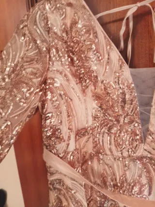 Vestido de fiesta lentejuelas oro rosa
