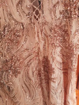 Vestido de fiesta lentejuelas oro rosa