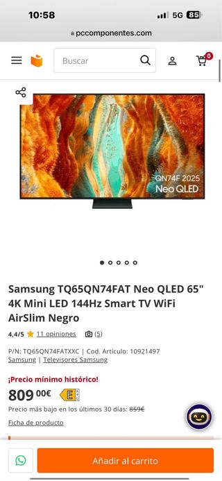 Samsung TQ65QN74FAT Neo QLED 65" 4K Mini LED 144Hz