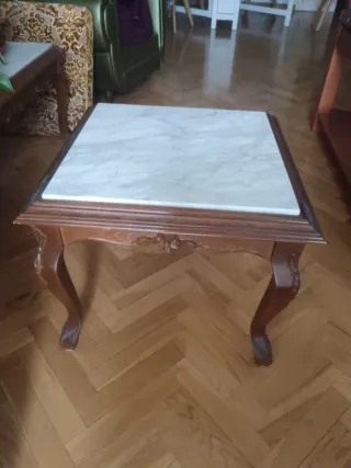 Mesitas vintage mármol y madera